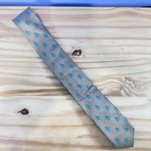 *2/$20* Penguin Bronze with Teal Penguins Silk Skinny Tie